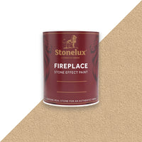 Stonelux Fireplace Paint 1L tin in Kelsham 01 with a light ivory cream sandstone effect texture