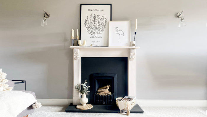 A completed fireplace makeover using Stonelux® stone effect paint.