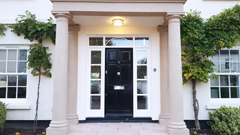 Exterior porch columns painted with Parnham 30 Simply Stone stone effect paint