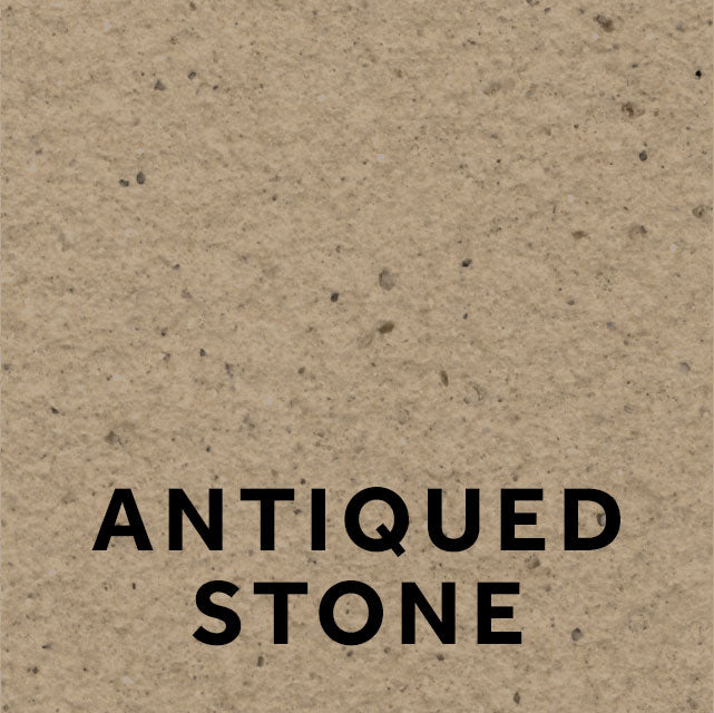 Hever 15 Antiqued Stone textured stone effect paint close-up showing a warm earthy buff finish with gentle brown depth