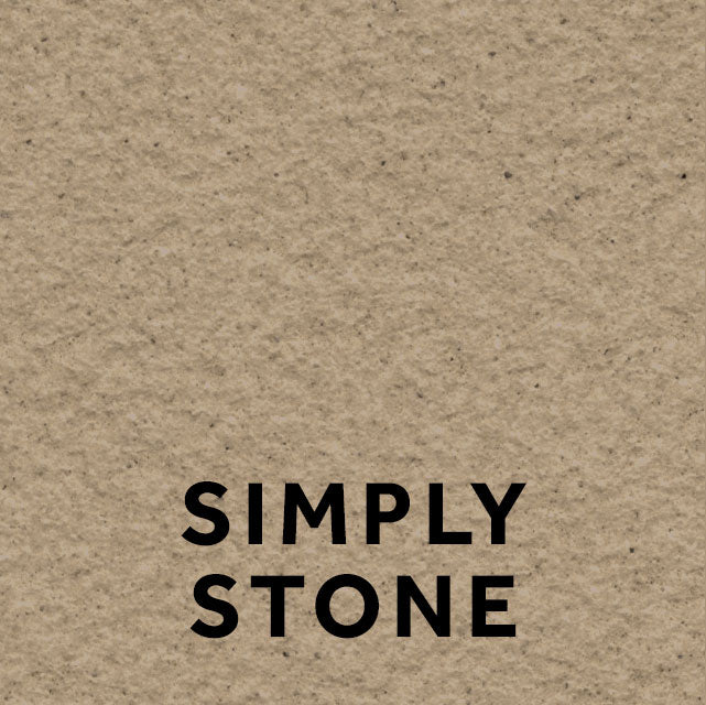 Hever 15 Simply Stone textured stone effect paint close-up showing a warm earthy buff finish with gentle brown depth