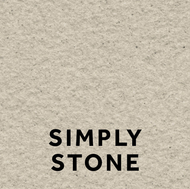 Alnwick 16 Simply Stone textured stone effect paint close-up showing a soft pale Portland stone finish