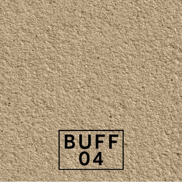 Buff 04 textured stone effect paint close-up showing a warm creamy beige Yorkstone finish