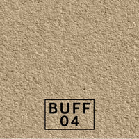 Buff 04 textured stone effect paint close-up showing a warm creamy beige Yorkstone finish