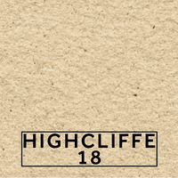 Highcliffe 18 textured stone effect paint close-up showing a light buff finish with soft creamy beige warmth
