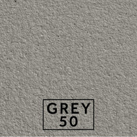 Grey 50 textured stone effect paint close-up showing a warm grey finish with gentle brown undertones