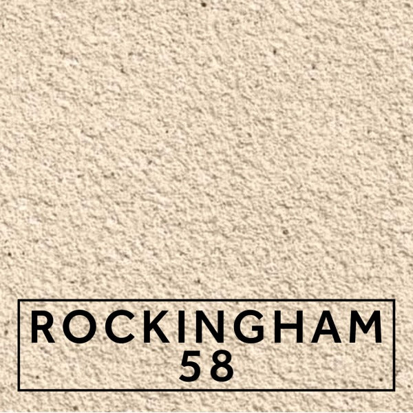 Rockingham 58 textured stone effect paint close-up showing a light warm limestone finish with gentle cream-beige warmth and refined mineral character