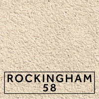 Rockingham 58 textured stone effect paint close-up showing a light warm limestone finish with gentle cream-beige warmth and refined mineral character