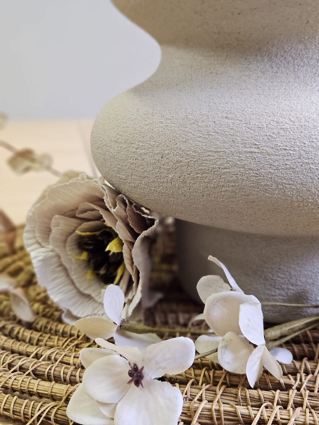 Alnwick 16 stone effect paint applied to a decorative vase showing a soft pale Portland stone finish