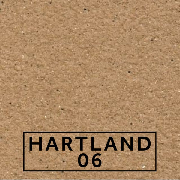 Hartland 06 textured stone effect paint close-up showing a warm taupe beige natural stone finish