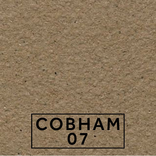 Cobham 07 textured stone effect paint close-up showing an earthy brown buff gritstone inspired finish