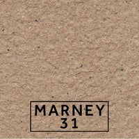 Marney 31 textured stone effect paint close-up showing a warm sandy beige finish with gentle grey brown depth and dark mineral flecking