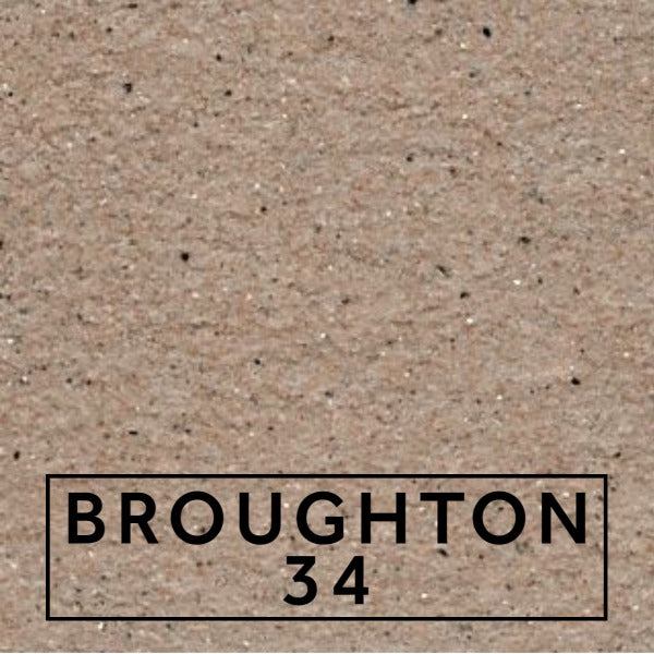 Broughton 34 textured stone effect paint close-up showing a warm grey beige Cotswold limestone finish