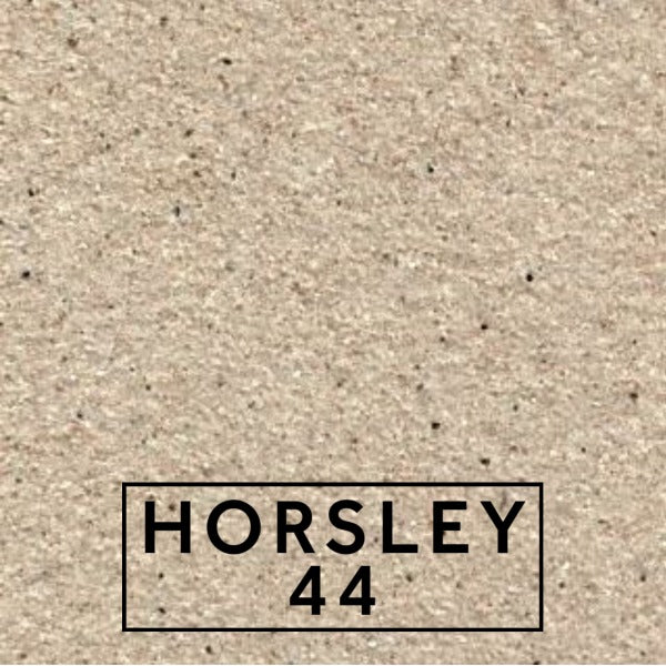 Horsley 44 textured stone effect paint close-up showing a balanced beige-grey stone finish with warm, refined undertones